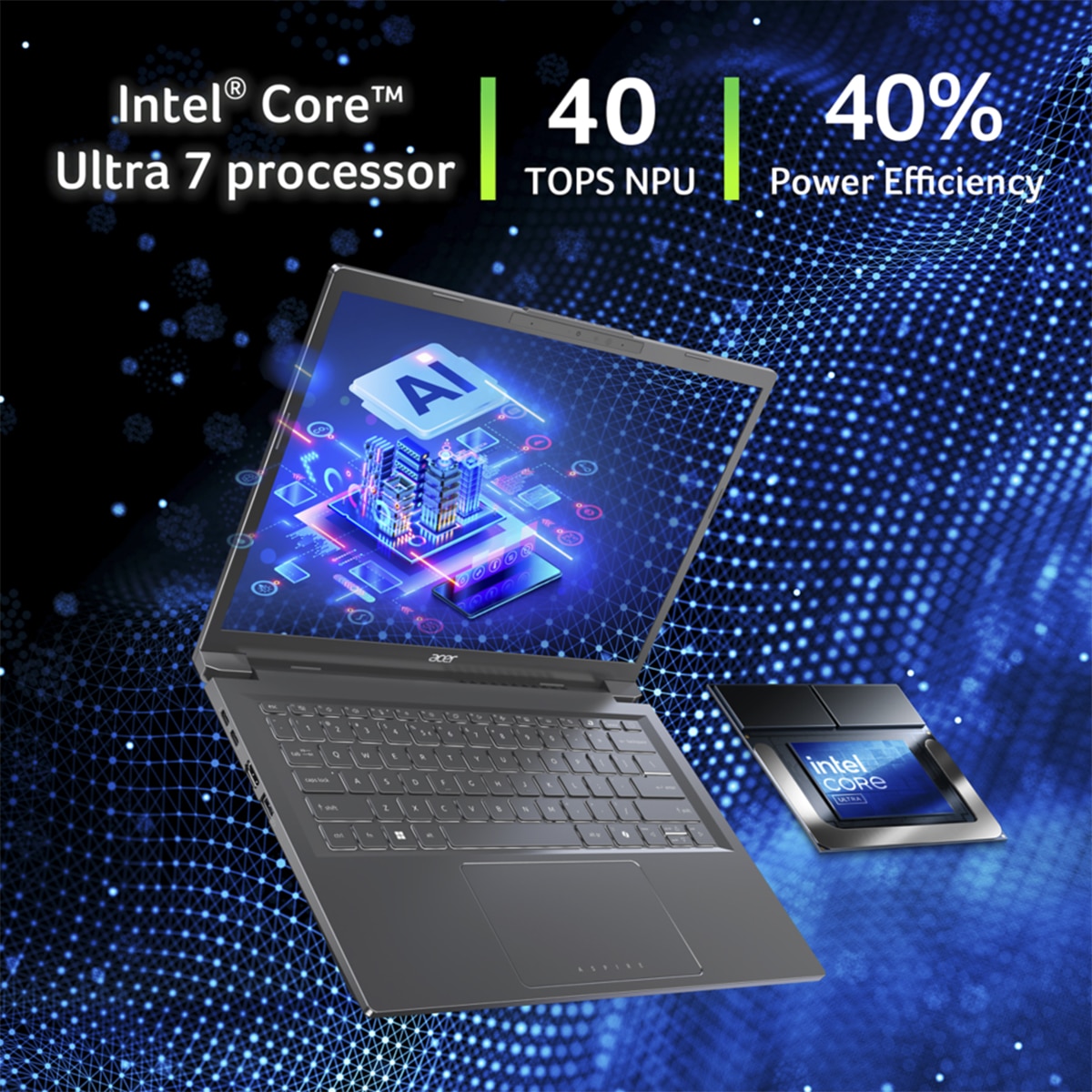 Portátil ACER Aspire 14 AI Copilot+ PC, Intel Core Ultra 7-256V, 16GB, 1TB SSD, 14" OLED, W11 Gris-9
