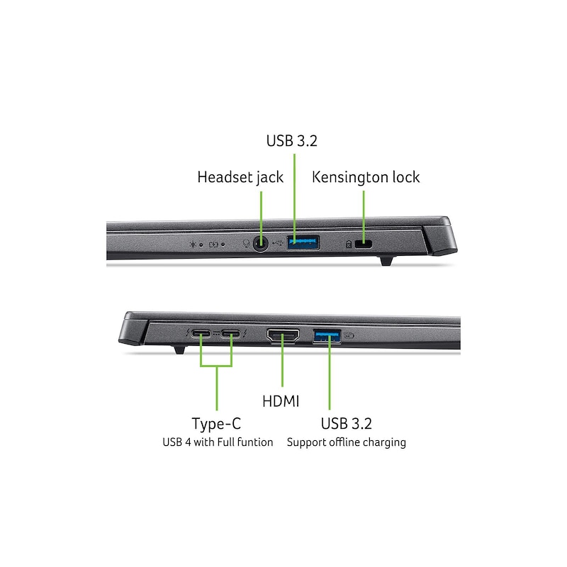 Portátil ACER Aspire 14 AI Copilot+ PC, Intel Core Ultra 7-256V, 16GB, 1TB SSD, 14" OLED, W11 Gris-14
