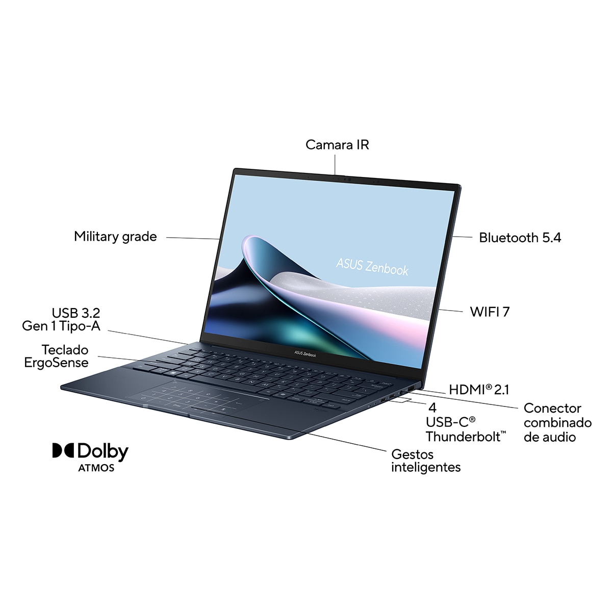 Portátil ASUS Zenbook 14 OLED UX3405CA-PZ006W, Intel Core Ultra 9-285H, 32GB, 1TB SSD, 14", W11 Azul-3