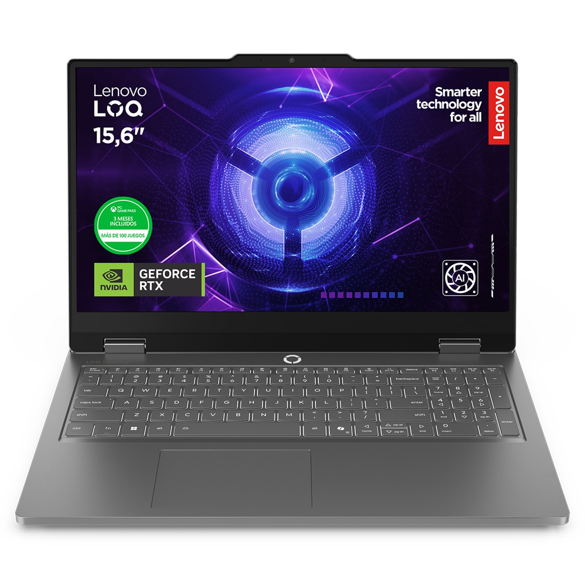 Portátil Gaming Lenovo LOQ Essential 15IRX11, i5-13450HX, 16GB, 512GB SSD, Nvidia GeForce RTX 5050 8GB, 15,6", W11 Gris Lunar-1