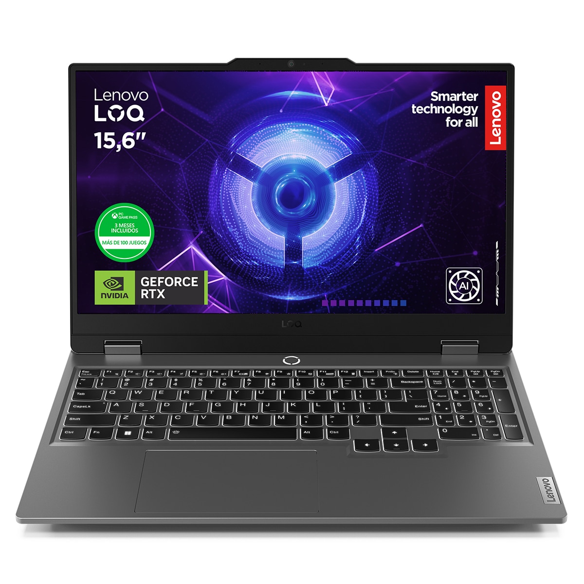Portátil Gaming Lenovo LOQ 15IAX9, i5-12600HX, 16GB, 512GB SSD, Nvidia GeForce RTX 4050 6GB, 15,6", W11 Gris Lunar-1