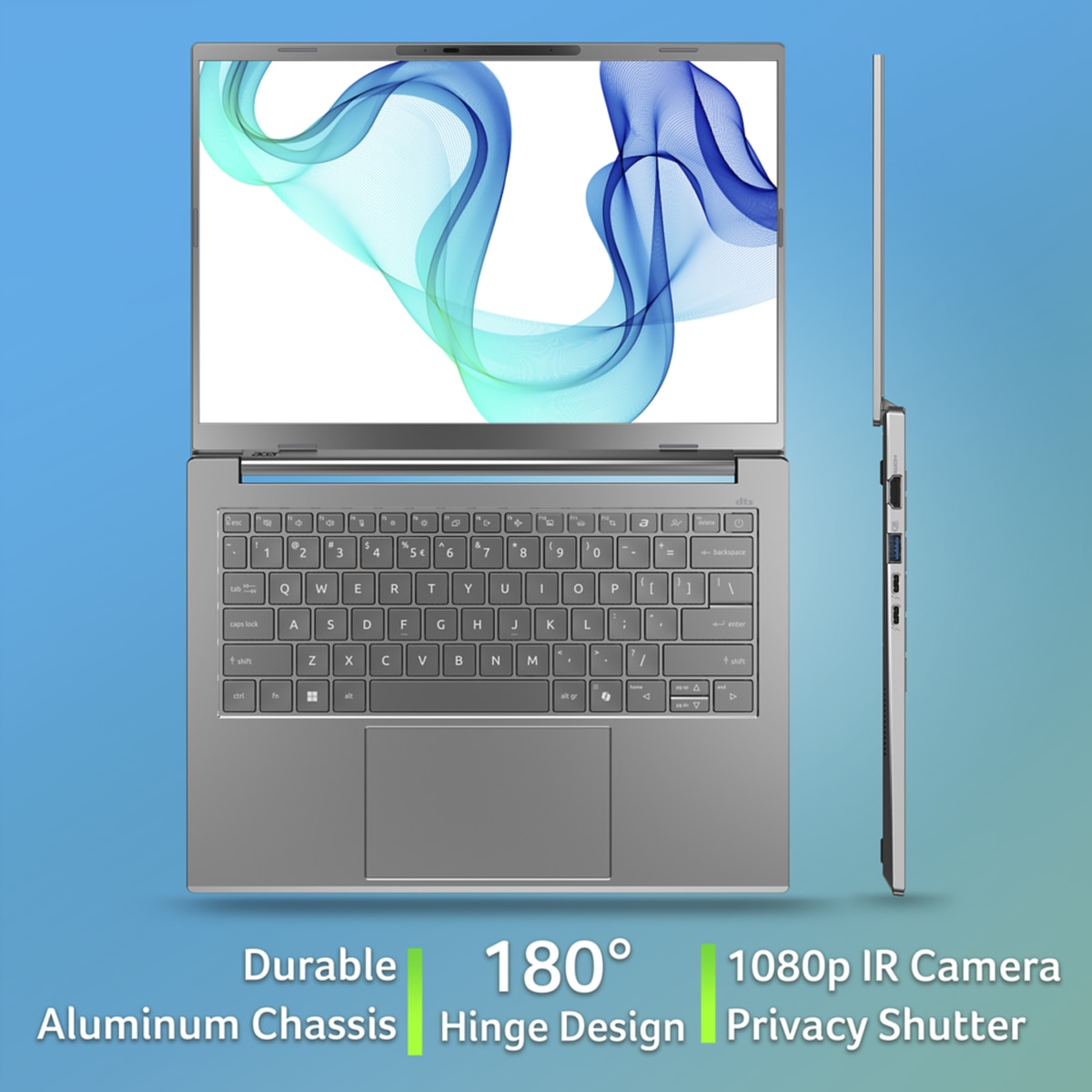 Portátil Acer Aspire 14 AI A14-53M Copilot+ PC, Intel Core Ultra 5-226V, 16GB, 1TB SSD, 14" OLED, W11 Plata-3