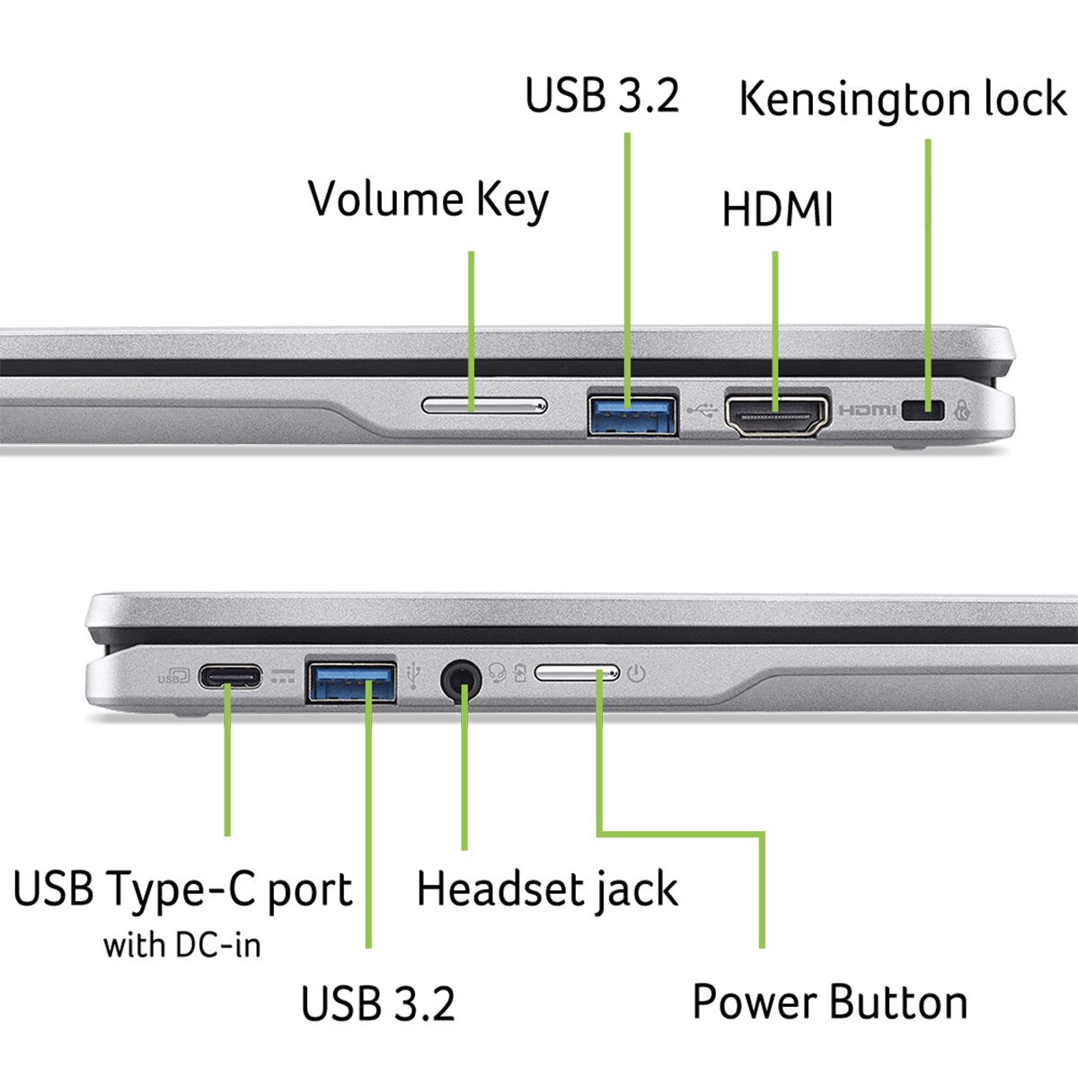 Imagen 6 de Portátil Acer Chromebook Spin 314 CP314-2HN-C2JK, Intel N100, 8GB, 128GB eMMC, 14", ChromeOS - Plata Plata