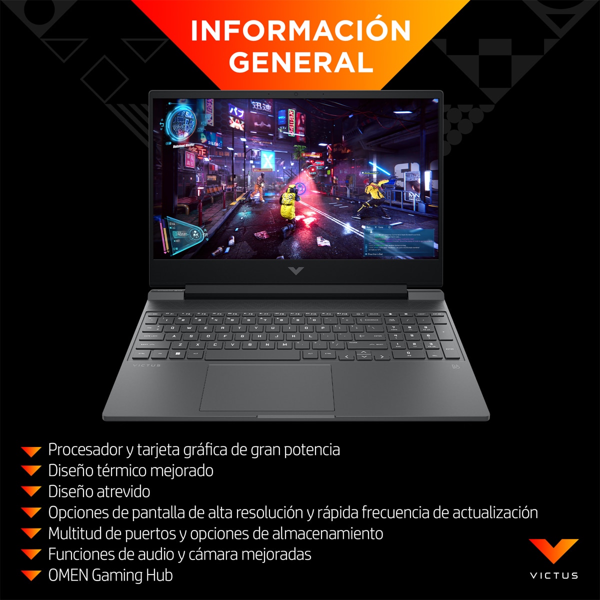 Portátil Gaming HP VICTUS 15-fa2073ns, Intel Core i5-14450HX, 16GB, 512GB SSD, Nvidia GeForce RTX 4050 6GB, 15,6", W11 - Gris oscuro Gris oscuro-8