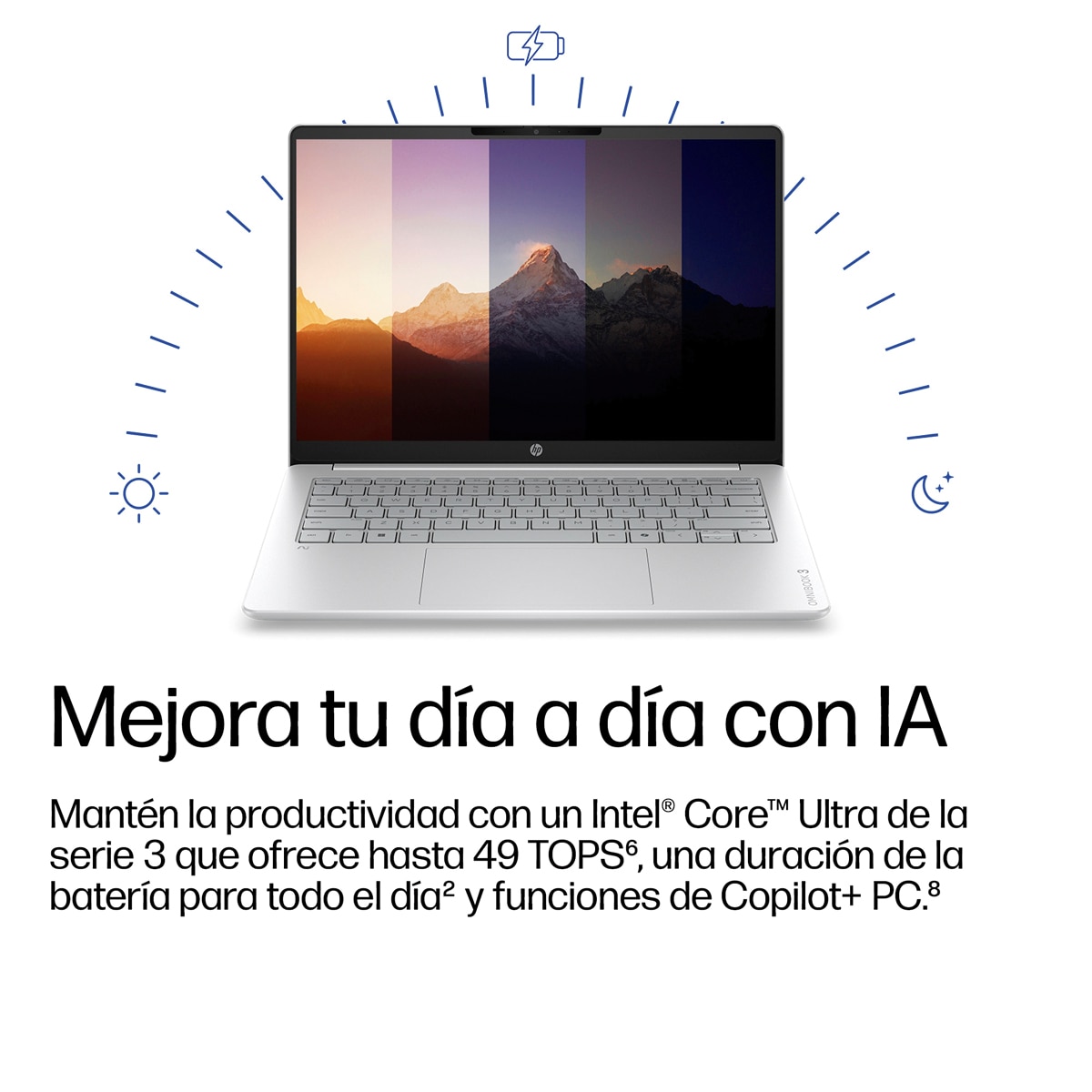 Portátil HP OmniBook 3 16-bs0013ns, Copilot+ PC, Intel Core Ultra 7 355, 24GB, 1TB SSD, 16" OLED, W11, Sin cargador - Plata Plata-6