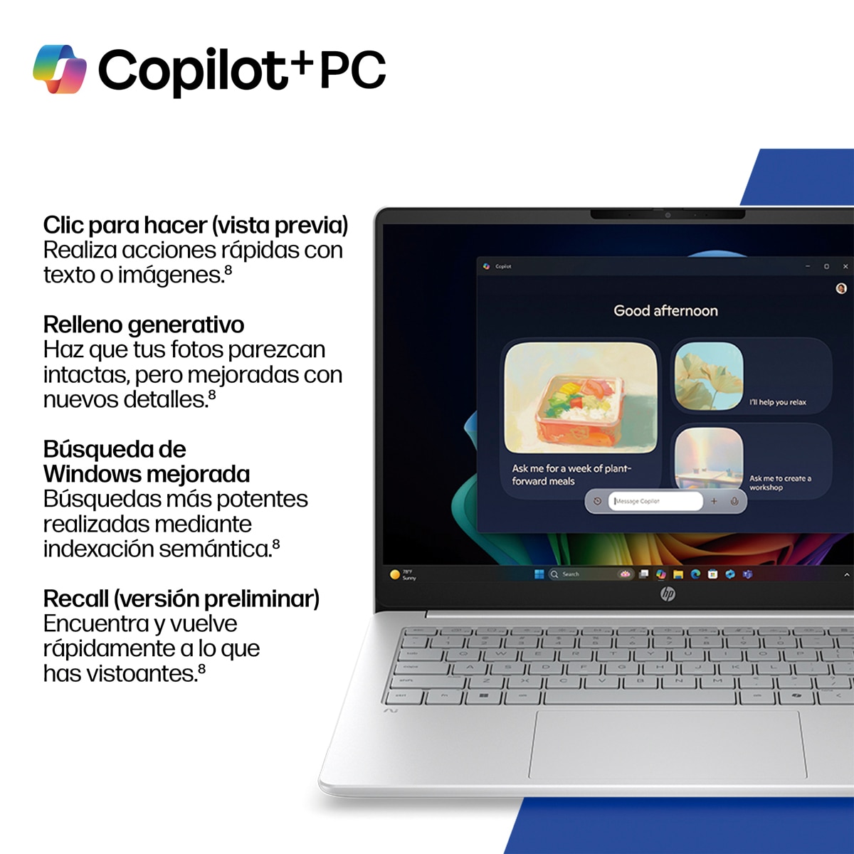 Portátil HP OmniBook 3 16-bs0013ns, Copilot+ PC, Intel Core Ultra 7 355, 24GB, 1TB SSD, 16" OLED, W11, Sin cargador - Plata Plata-8