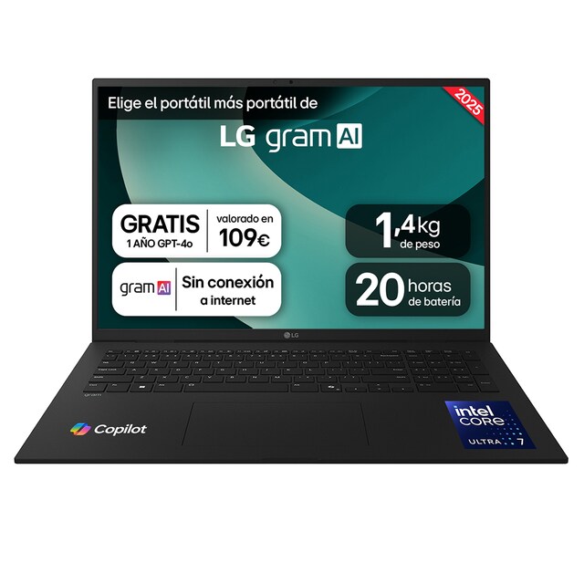 Imagen 0 de Portátil LG gram 17ZD90T-G.AX88B, Intel Core Ultra 7-255H, 32GB, 1TB SSD, 17", Sin Sistema Operativo