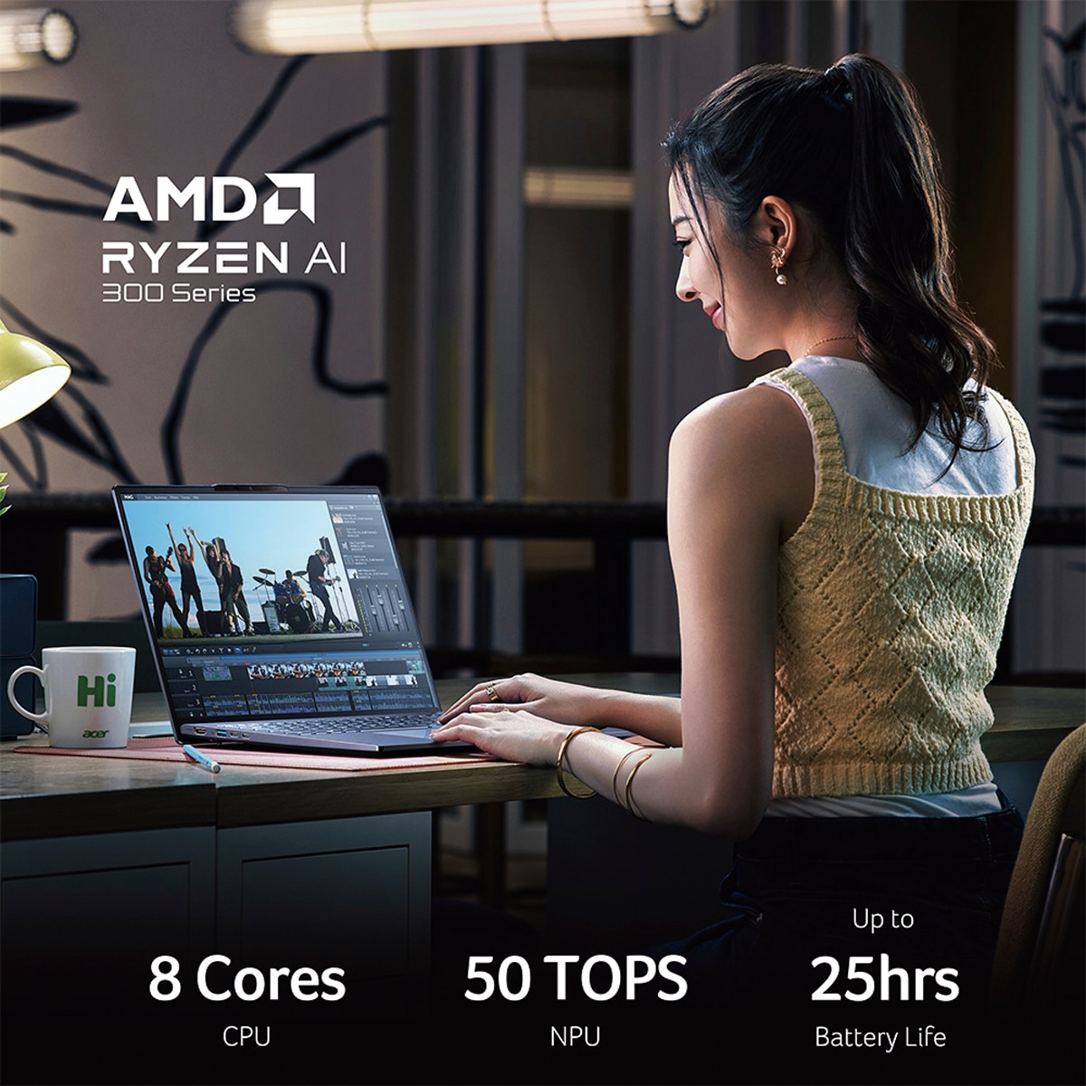 Portátil ACER Swift Go 14 AI SFG14-64, Copilot+ PC, AMD Ryzen AI 7-350, 32GB, 1TB SSD, 14" OLED, W11, Plata Plata-5