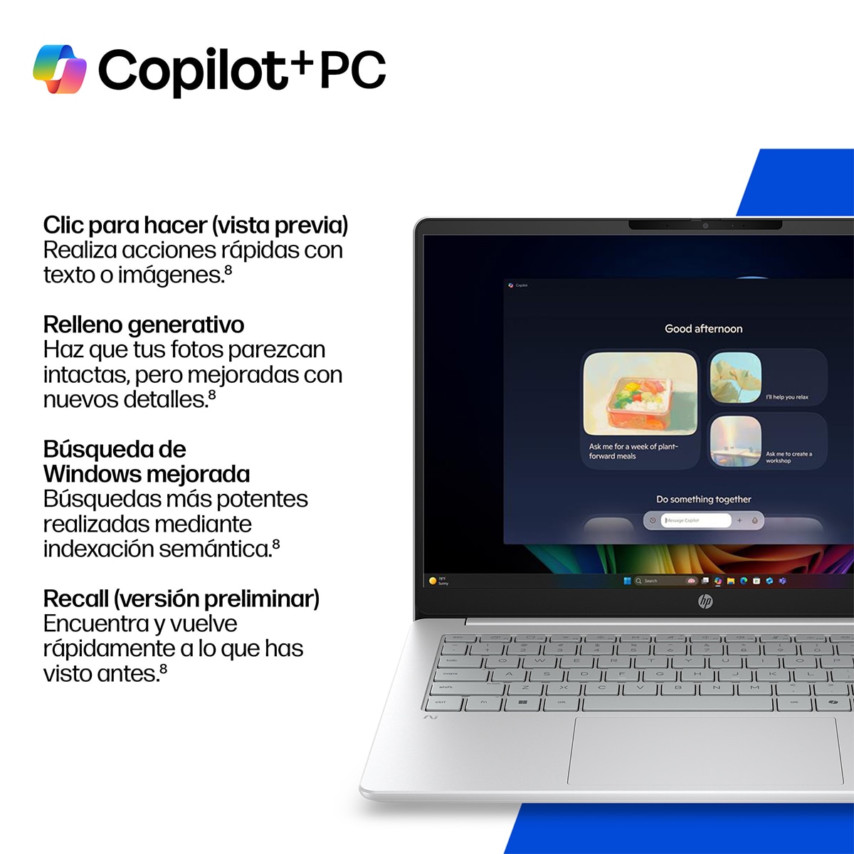 Portátil HP OmniBook 3 14-hz0006nsx Copilot+PC, QC Snapdragon X1-26-100, 16GB, 512GB SSD, Qualcomm Adreno, 14", W11, Sin cargador Plata-5