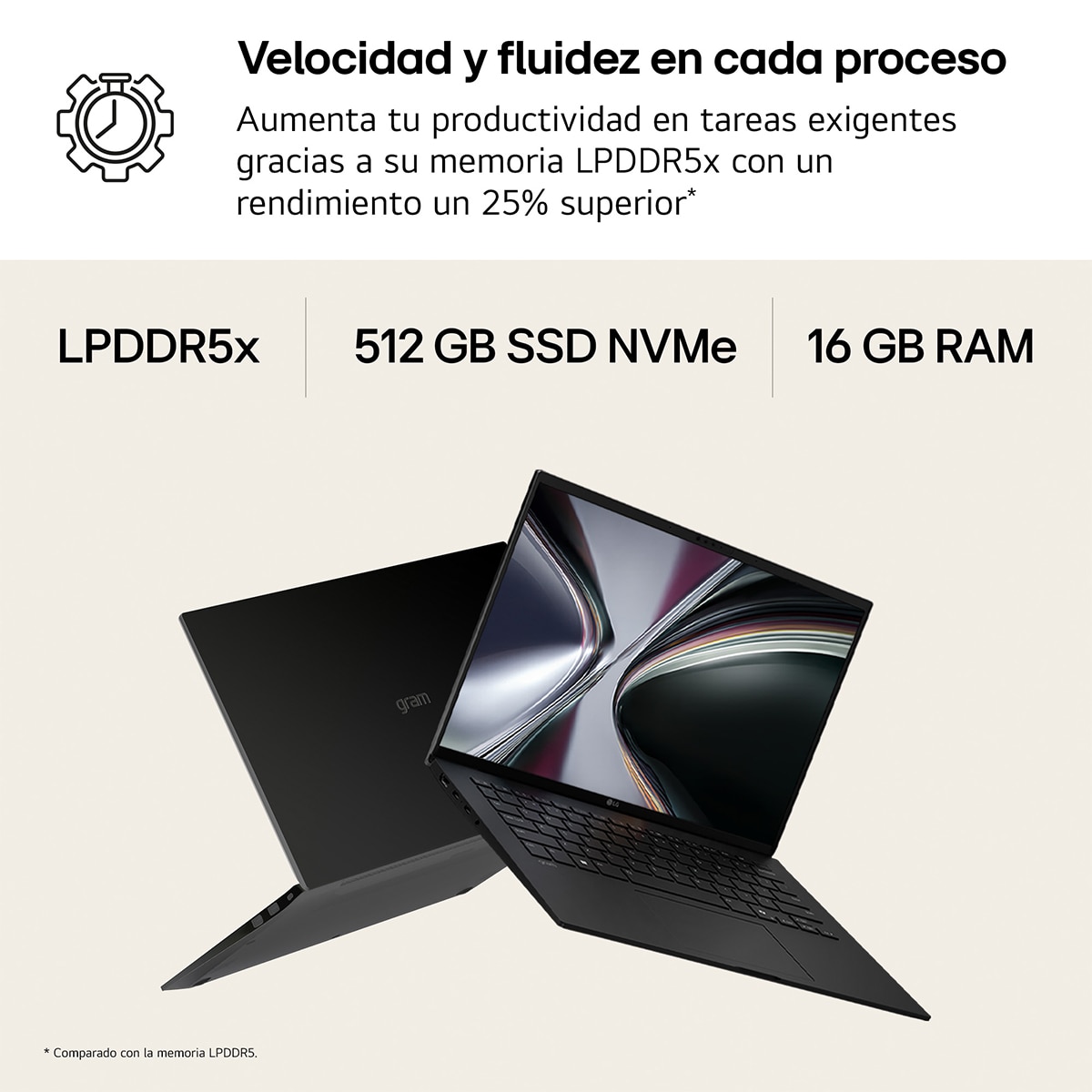 Portátil LG gram 14ZB90S-G.AA55BN, Intel Core Ultra 5-115U, 16 GB, 512 GB SSD, 14", W11 - Negro carbón Negro carbón-9