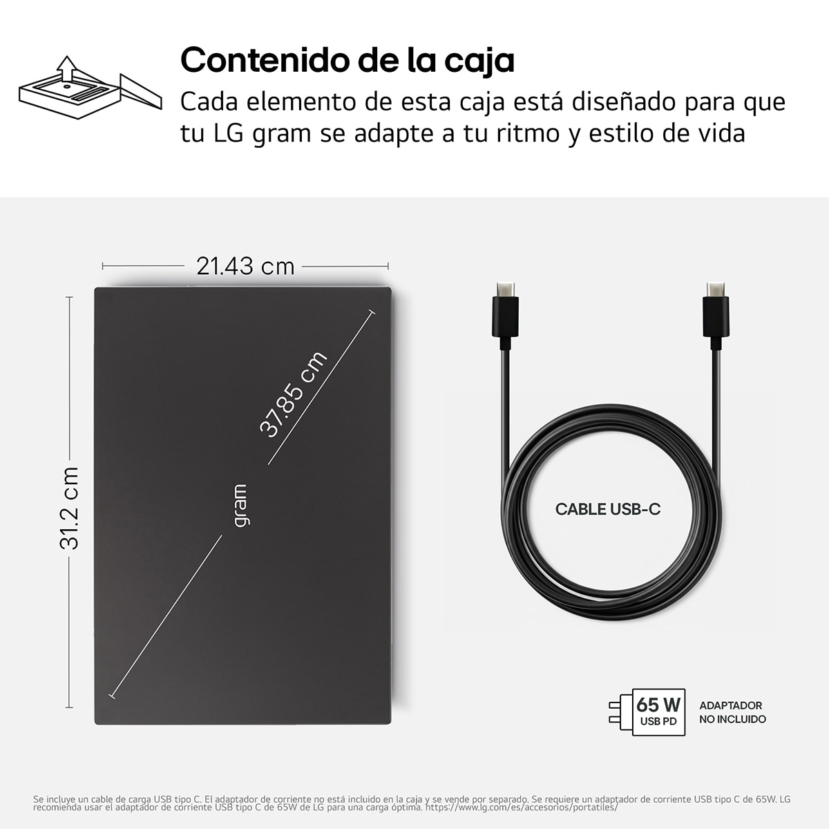 Portátil LG gram 14ZB90S-G.AA55BN, Intel Core Ultra 5-115U, 16 GB, 512 GB SSD, 14", W11 - Negro carbón Negro carbón-13