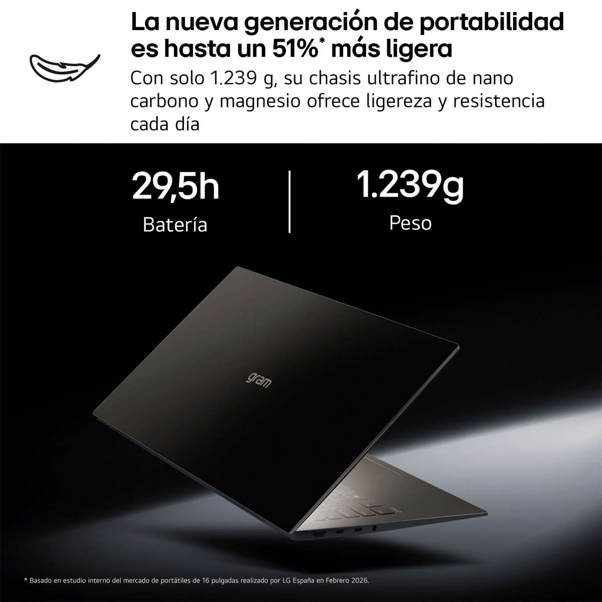 Portátil LG gram Pro 16Z90U-G.AU88BN, Copilot+ PC, Intel Core Ultra 7 355, 32 GB, 1 TB SSD, 16", W11 - Negro carbón Negro carbón-3