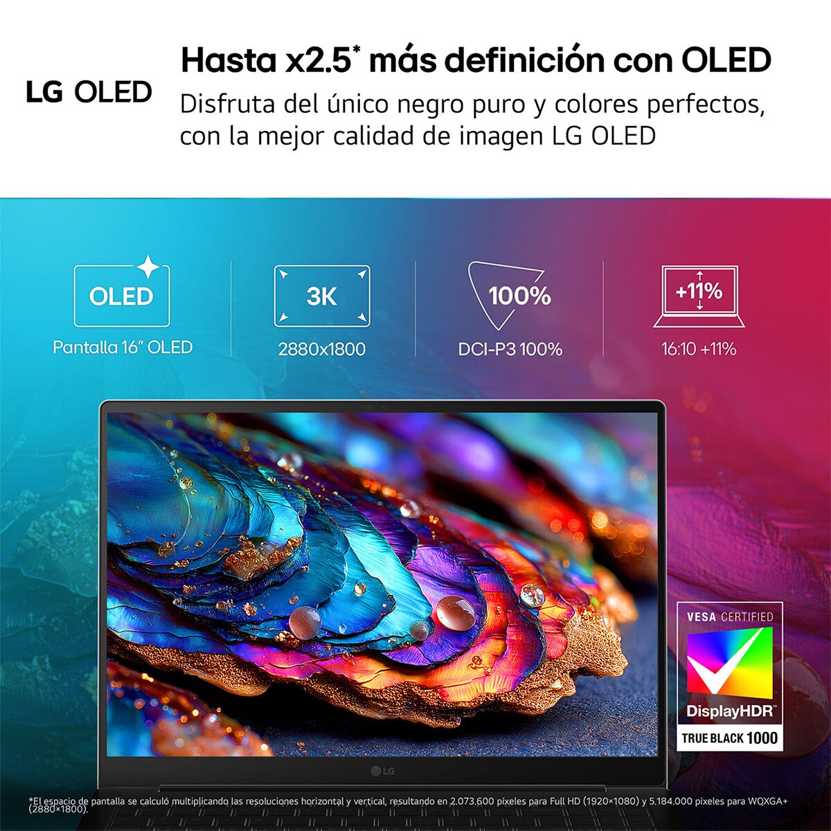 Portátil LG gram Pro 16Z90U-K.AUB8BN, Copilot+ PC, Intel Core Ultra X7-358H, 32 GB, 1 TB SSD, 16" OLED, W11 - Negro carbón Negro carbón-7