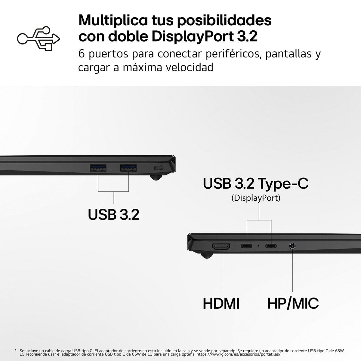Portátil LG gram Book 16UD55U-G.AX85BN, Ryzen AI 7-445, 32 GB, 512 GB SSD, 16", Sin Sistema Operativo - Negro carbón Negro carbón-11
