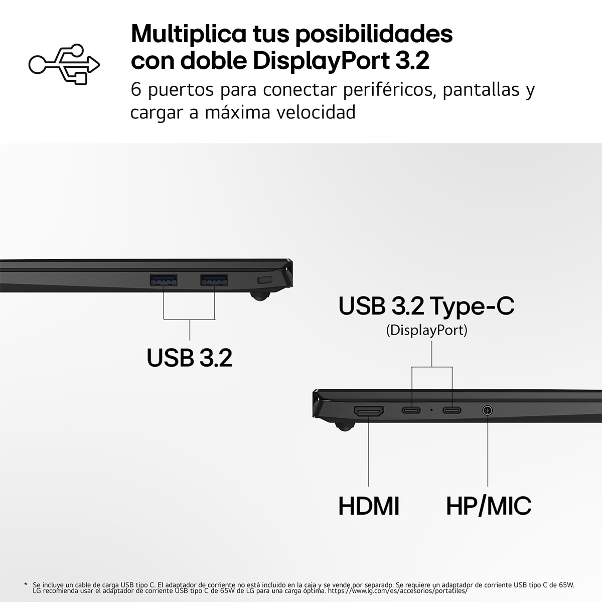 Portátil LG gram Book 16UD55U-G.AX55BN, Ryzen AI 5-430, 16 GB, 512 GB SSD, 16", Sin Sistema Operativo - Negro carbón Negro carbón-11