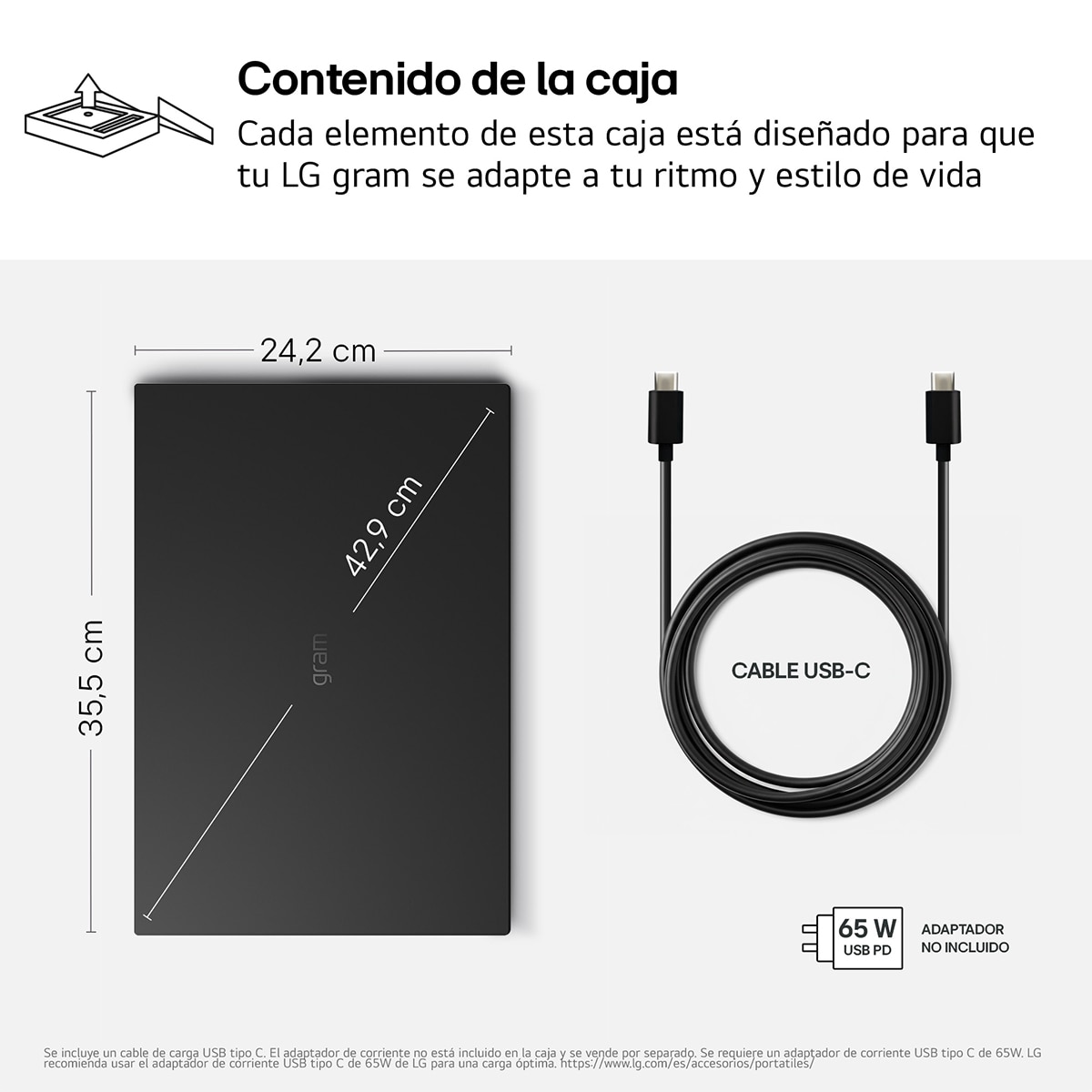 Portátil LG gram 16Z90TL-G.AU88BN, Copilot+ PC, Intel Core Ultra 7-258V, 32 GB, 1 TB SSD, 16", W11 - Negro carbón Negro carbón-11