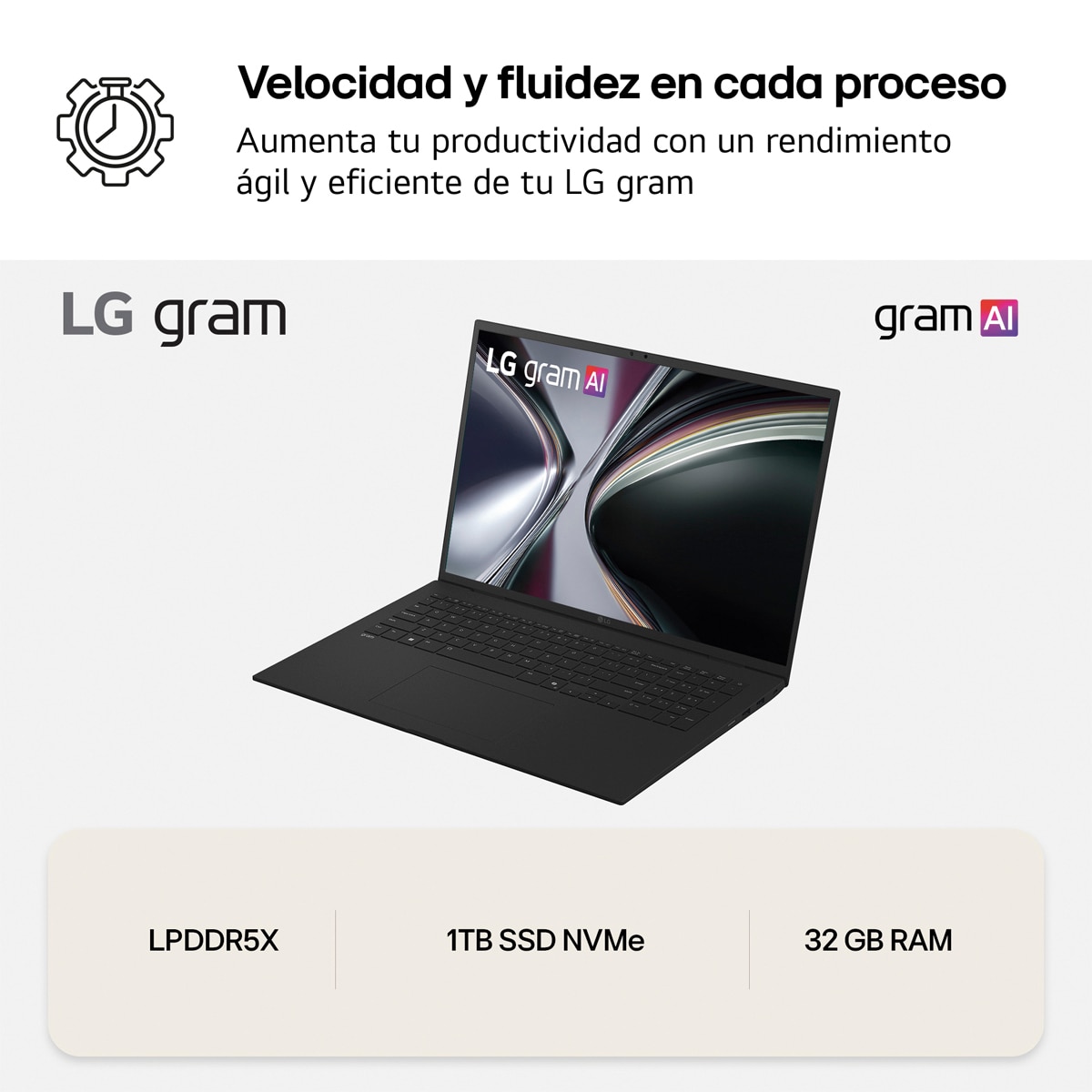 Portátil LG gram 17Z90TL-G.AU99BN, Copilot+ PC, Intel Core Ultra 9 288V, 32 GB, 1 TB SSD, 17", W11 - Negro carbón Negro carbón-9