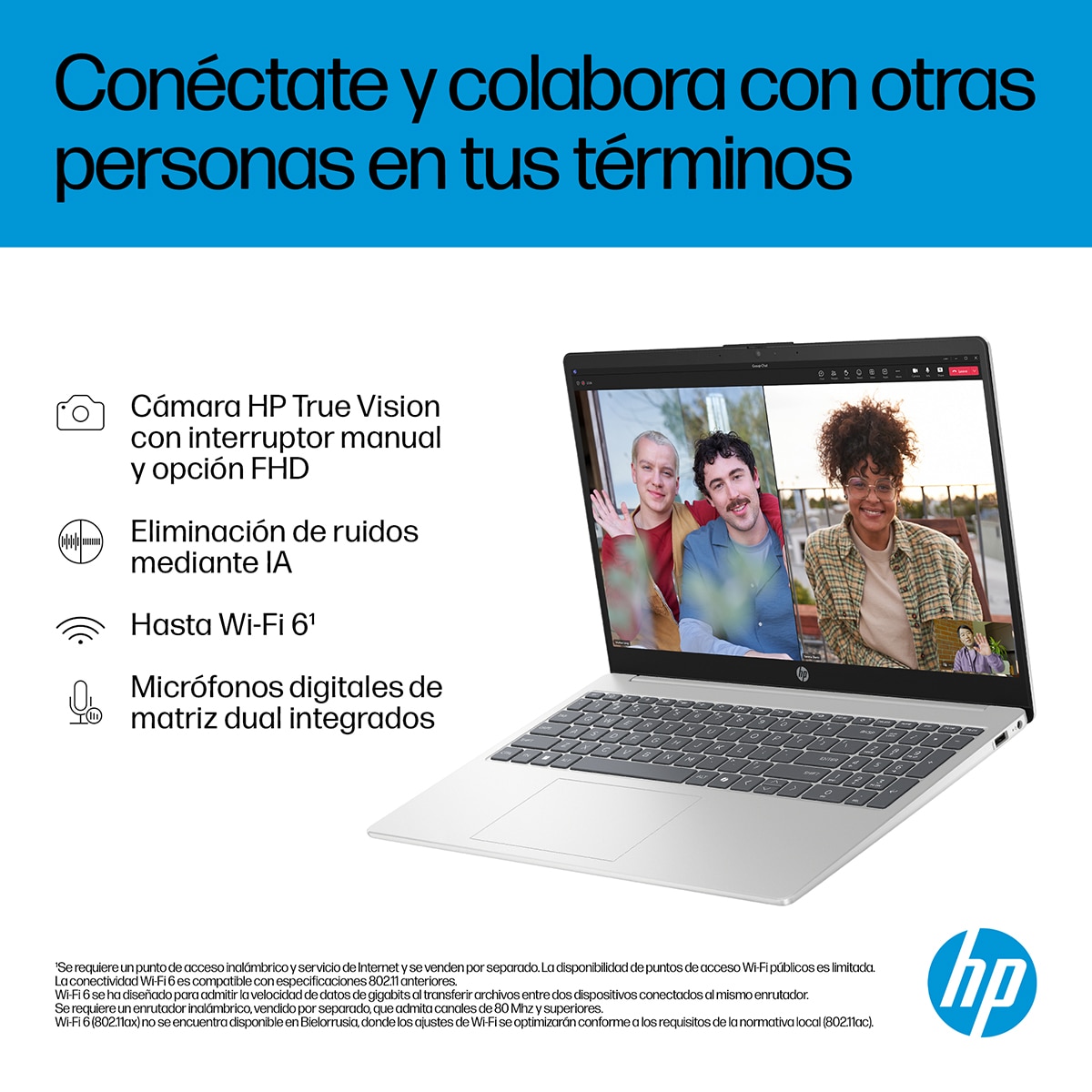 Portátil HP 15-fc1012nsx, Ryzen 5-7520U, 8GB, 512GB SSD, 15,6", W11 - Plata Plata-6