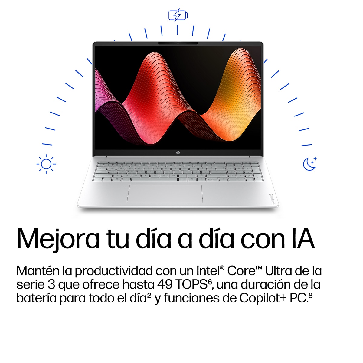 Portátil HP OmniBook 3 16-bs0002nsx, Copilot+ PC, Intel Core Ultra 7 355, 16GB, 512GB SSD, 16", W11 - Plata Plata-8