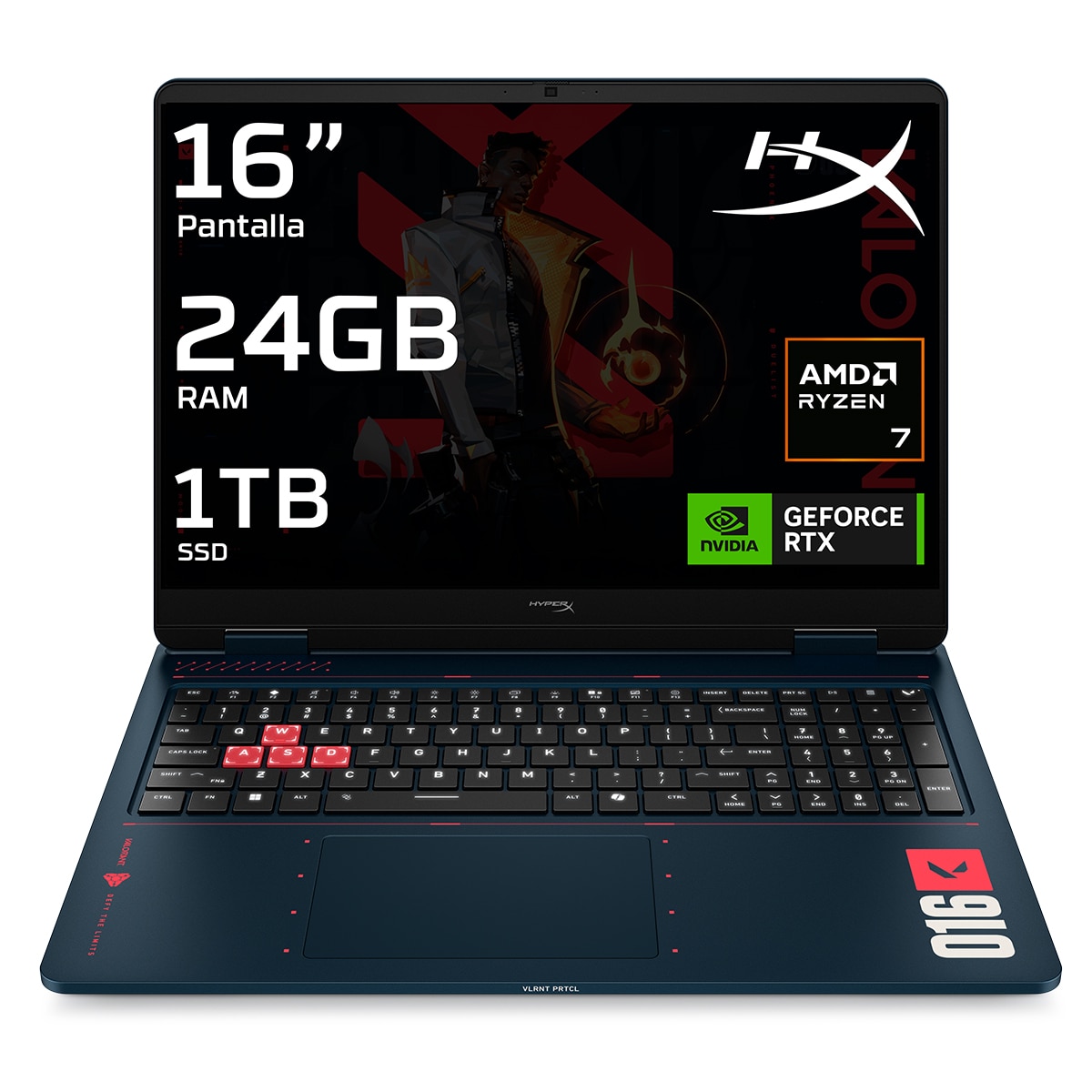 HP - Portátil Gaming HP HyperX OMEN 16-ap1600ns (Edición Valorant), Ryzen 7-8745HX, 24GB, 1TB SSD, Nvidia GeForce RTX 5060 8GB, 16", W11.