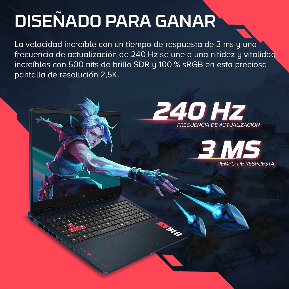Portátil Gaming HP HyperX OMEN 16-ap1600ns (Edición Valorant), Ryzen 7-8745HX, 24GB, 1TB SSD, Nvidia GeForce RTX 5060 8GB, 16", W11 - Negro Negro-8