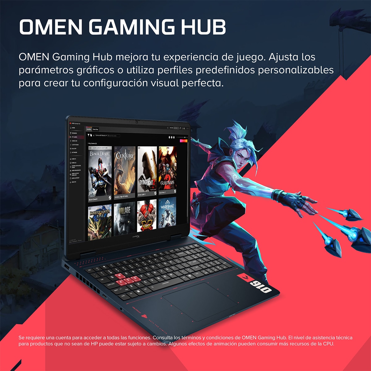 Portátil Gaming HP HyperX OMEN 16-ap1600ns (Edición Valorant), Ryzen 7-8745HX, 24GB, 1TB SSD, Nvidia GeForce RTX 5060 8GB, 16", W11 - Negro Negro-12