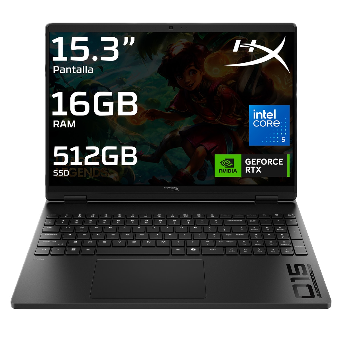 Portátil Gaming HP HyperX OMEN 15-ga0020ns, Intel Core 5 210H, 16GB, 512GB SSD, Nvidia GeForce RTX 5060 8GB, 15,3", W11 - Negro Negro-1