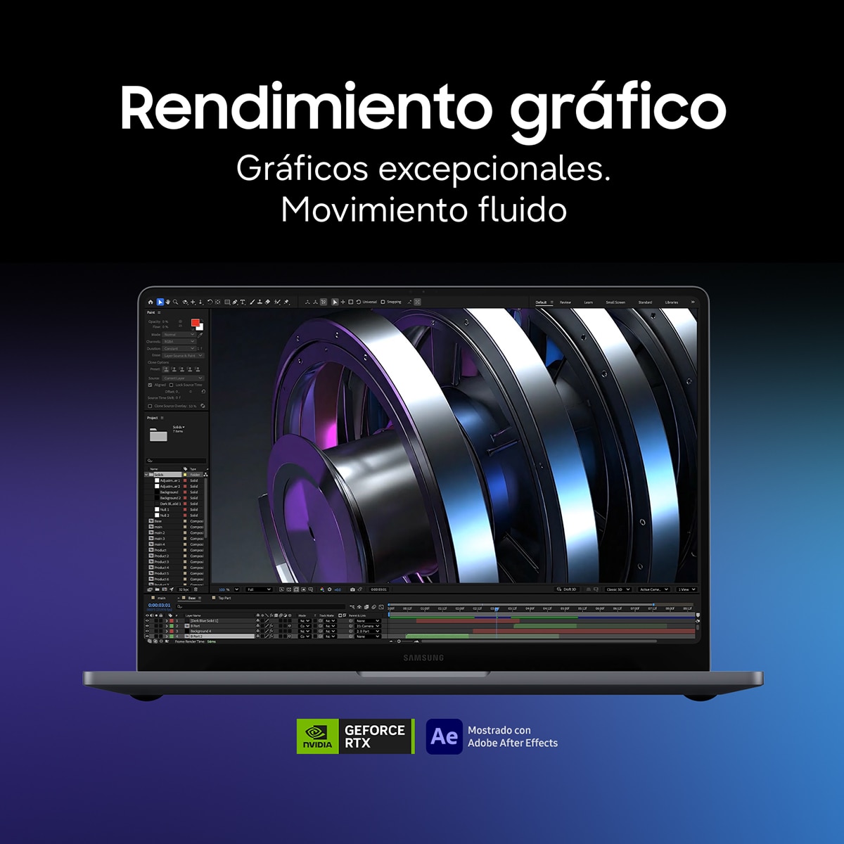 Portátil Samsung Galaxy Book6 Ultra, Copilot+ PC, Intel Core Ultra 7-356H, 32GB, 1TB SSD, Nvidia GeForce RTX 5060 8GB, 16", W11 - Gris claro Gris claro-3