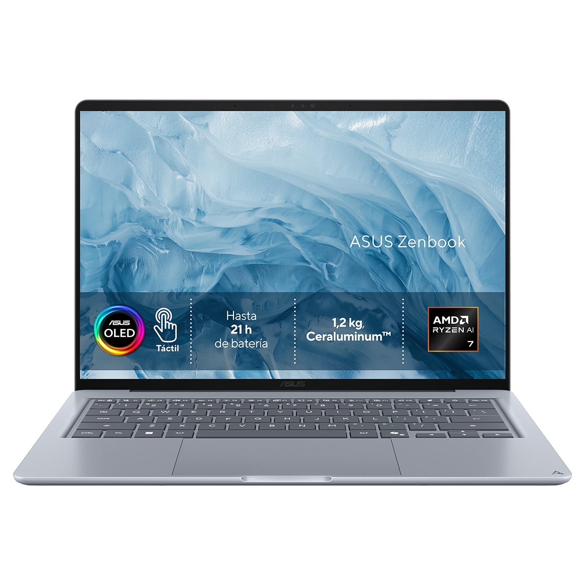 Imagen 0 de Portátil ASUS Zenbook 14 OLED UX3480KA-U2051W, Copilot+ PC, Ryzen AI 7-345, 16GB, 512GB SSD, 14", W11 Artic Blue
