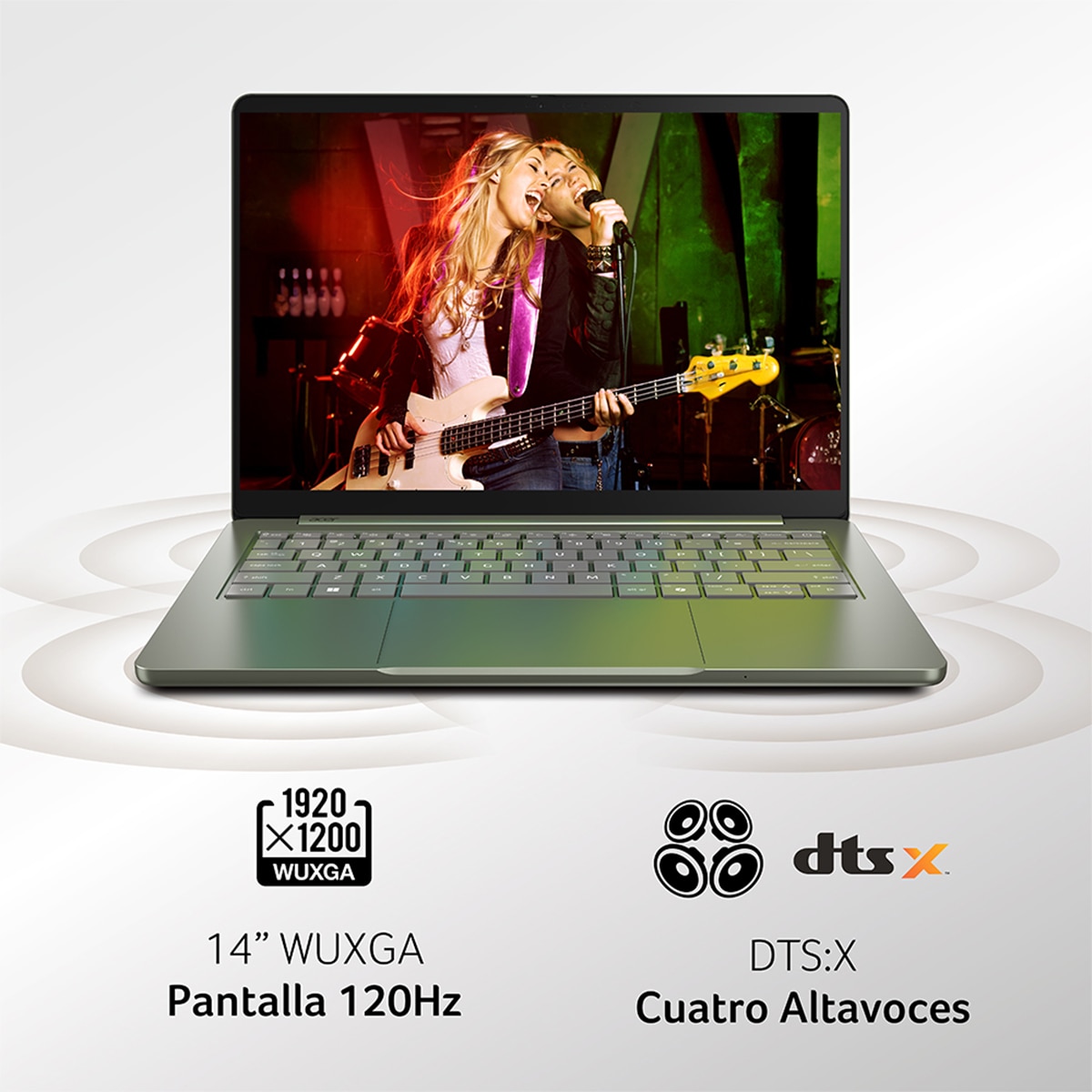 Portátil Acer Swift Air 14V, Intel Core 5 320, 8GB, 512GB SSD, 14", W11 - Verde / Plata Verde / Plata-5