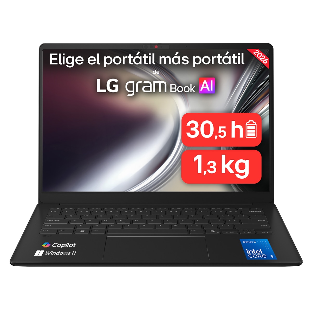 Imagen 1 de Portátil LG gramBook 14U40V-G.AA65BN, Intel Core 5 315, 16GB, 512GB SSD, 14", W11 - Negro Negro