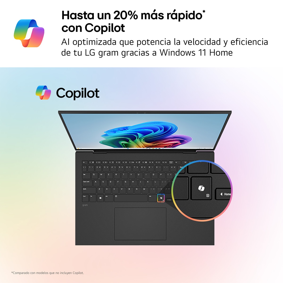 Imagen 2 de Portátil LG gramBook 14U40V-G.AA65BN, Intel Core 5 315, 16GB, 512GB SSD, 14", W11 - Negro Negro