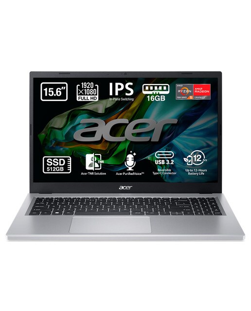Portátil Acer Aspire 3, Ryzen 5, 16GB, 512GB SSD, 15.6", Sin SO - Plata Plata-1