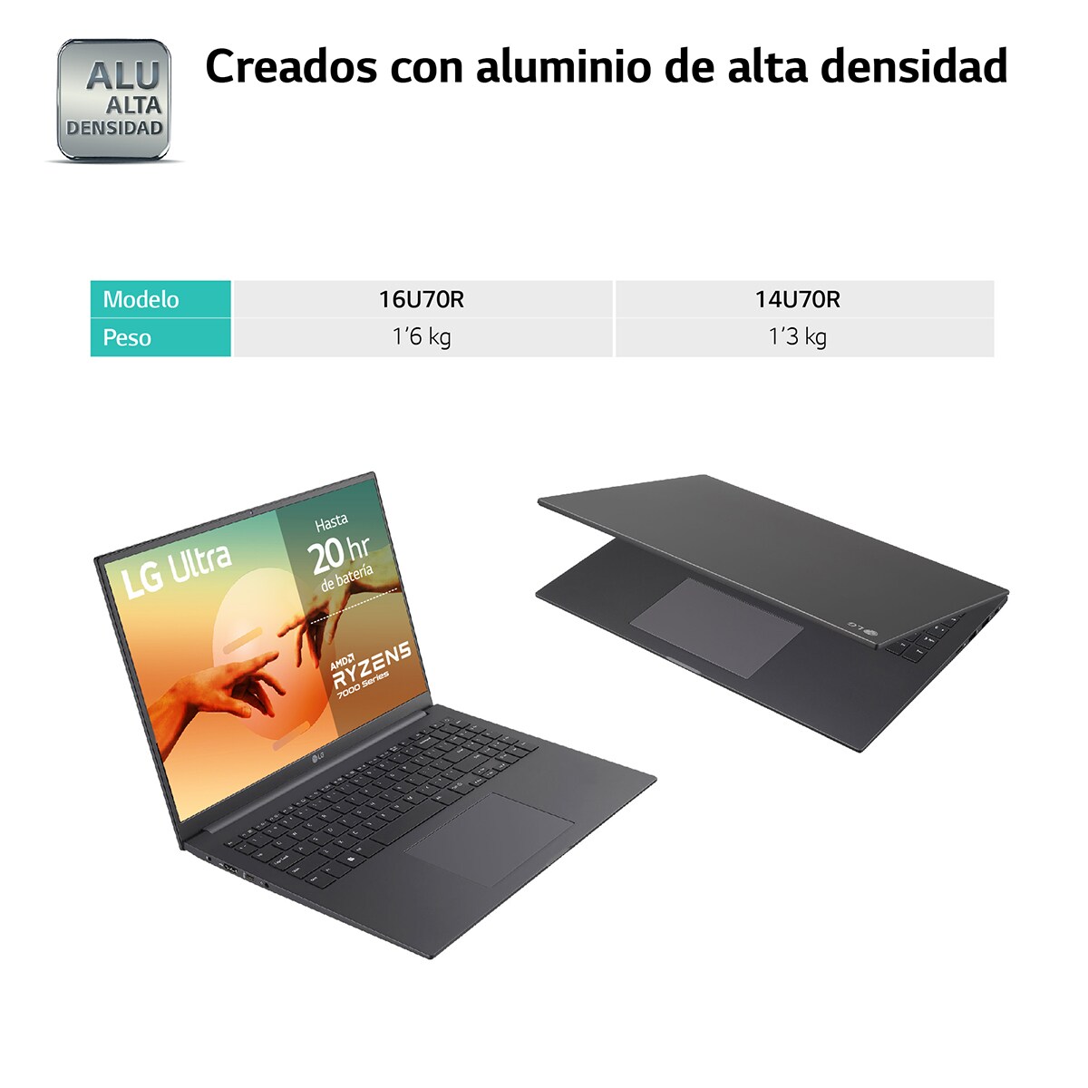 Portátil LG ULTRA 16U70R, Ryzen 5-7530U, 16GB, 512GB SSD, 16", W11 Gris carbón-2