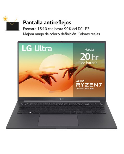 Portátil LG Ultra 16U70R, Ryzen 7-7730U, 16GB, 512GB SSD, 16", W11 - Gris carbón Gris carbón-6