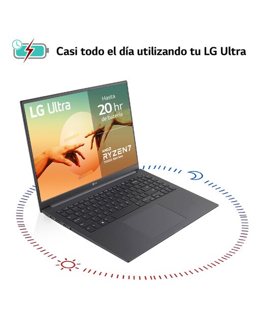 Portátil LG Ultra 16U70R, Ryzen 7-7730U, 16GB, 512GB SSD, 16", W11 - Gris carbón Gris carbón-7