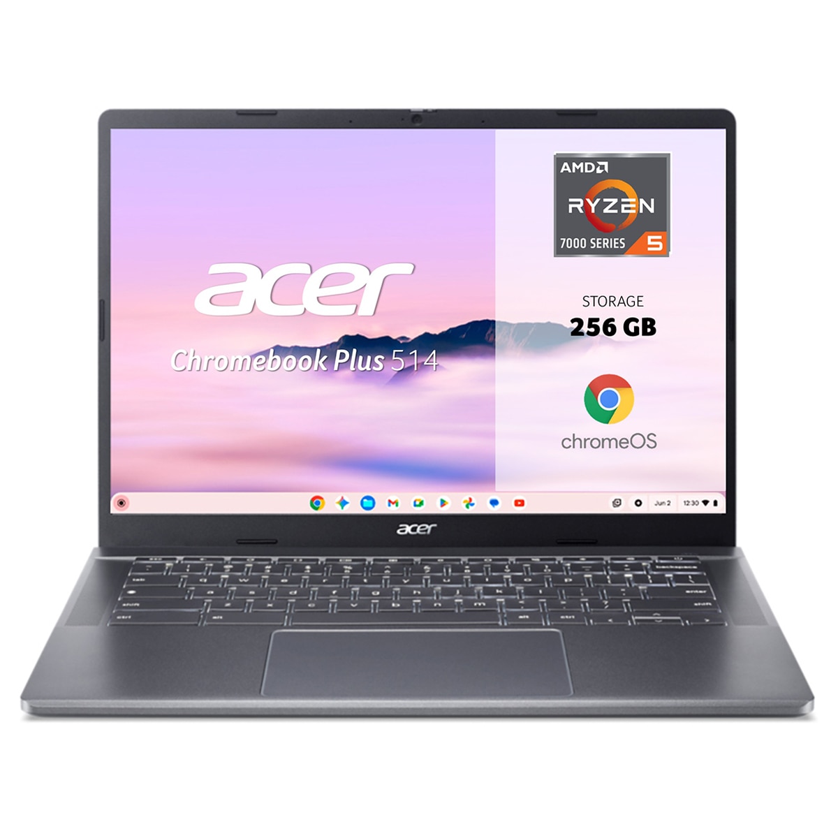 Acer Chromebook Plus 514 - Ordenador Portátil con Gemini 14'' AMD Ryzen 5 7520C, 16GB, 256GB SSD, ChromeOS con la IA de Google, Color Gris Gris-1