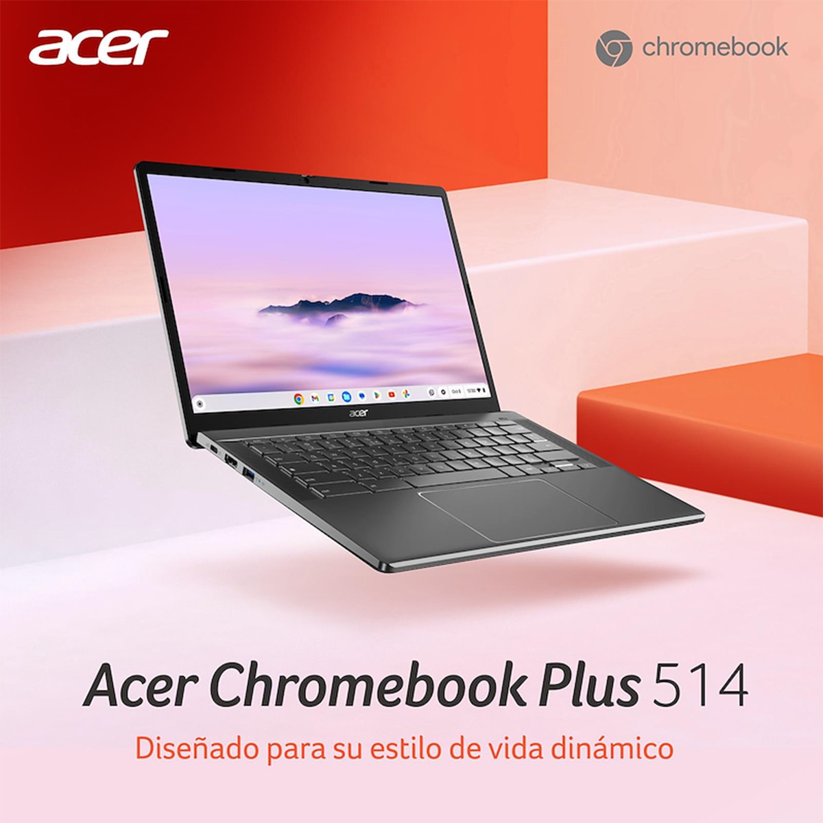 Acer Chromebook Plus 514 - Ordenador Portátil con Gemini 14'' AMD Ryzen 5 7520C, 16GB, 256GB SSD, ChromeOS con la IA de Google, Color Gris Gris-3