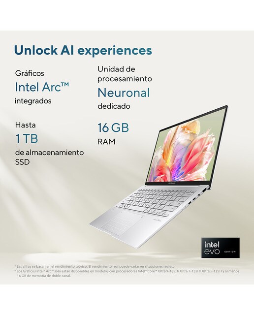 Portátil ASUS Zenbook 14 OLED UX3405MA-PZ076W, Intel Core Ultra 7 155H, 16GB, 1TB SSD, 14", W11 Plata-5