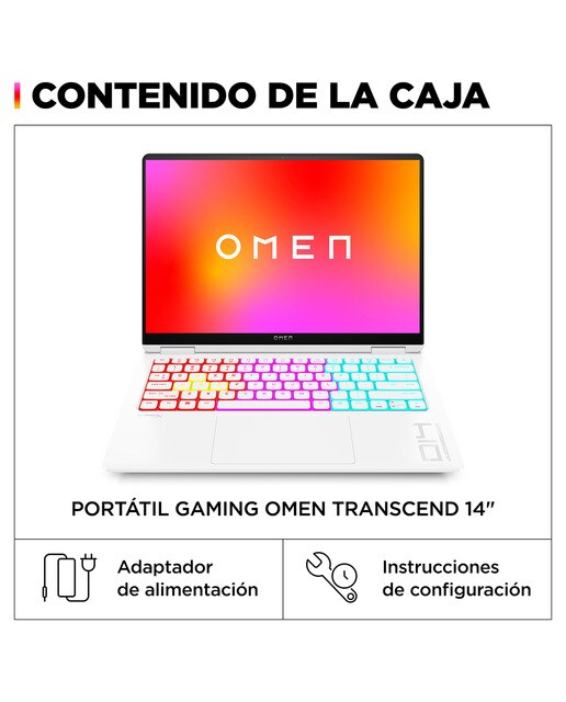 Portátil Gaming HP OMEN Transcend 14-fb0002ns, Intel Core Ultra 7 155H, 16GB, 1TB SSD, Nvidia GeForce RTX 4060, 14", W11 - Blanco Blanco-4