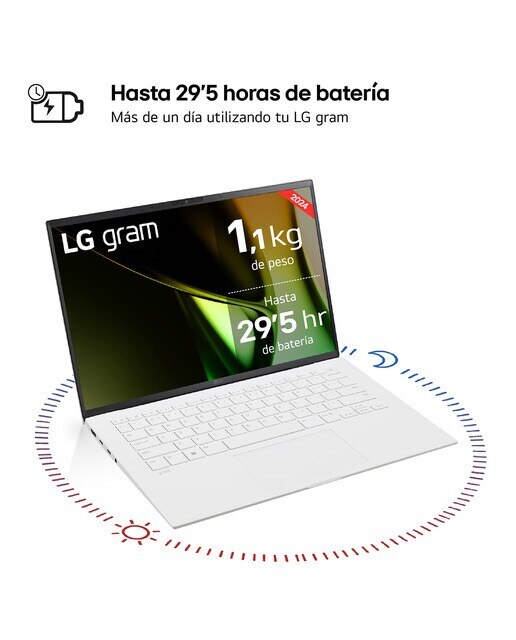 Portátil LG gram 14Z90S, Intel Core Ultra 7 155H, 16GB, 512GB SSD, 14", W11 - Blanco Blanco-5