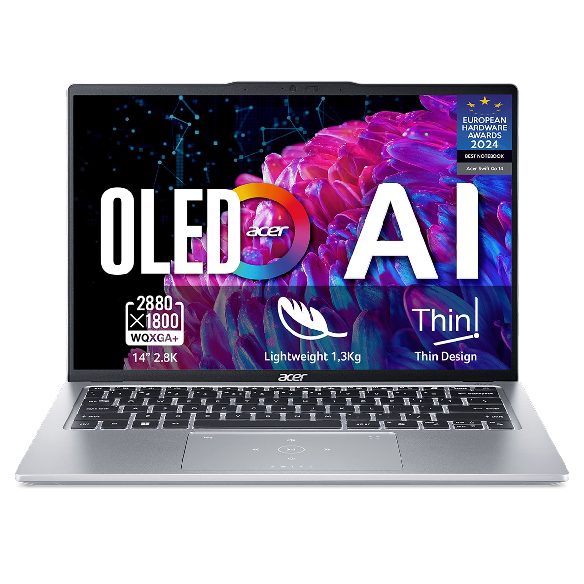 Portátil Acer Swift GO 14, Intel Core Ultra 7-155H, 32GB, 1TB SSD, 14" OLED, W11 Plata-1