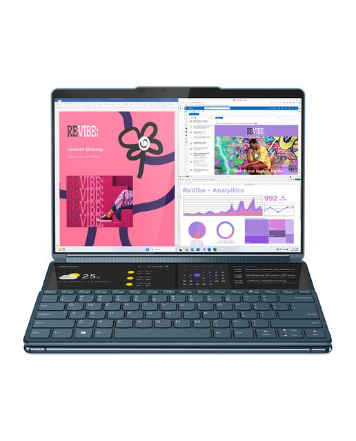 Convertible 2 en 1 Lenovo Yoga Book 9 13IMU9, Intel Core Ultra 7 155U, 16GB, 1TB SSD, 13,3" Dual, W11 Azul verdoso-2