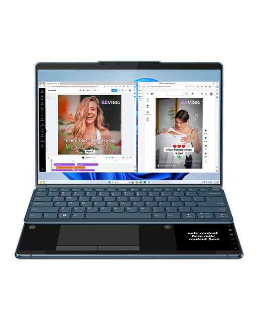 Convertible 2 en 1 Lenovo Yoga Book 9 13IMU9, Intel Core Ultra 7 155U, 16GB, 1TB SSD, 13,3" Dual, W11 Azul verdoso-4