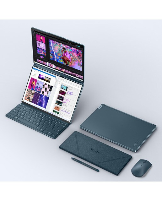 Convertible 2 en 1 Lenovo Yoga Book 9 13IMU9, Intel Core Ultra 7 155U, 16GB, 1TB SSD, 13,3" Dual, W11 Azul verdoso-8