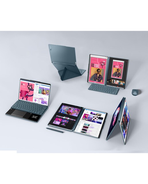 Convertible 2 en 1 Lenovo Yoga Book 9 13IMU9, Intel Core Ultra 7 155U, 16GB, 1TB SSD, 13,3" Dual, W11 Azul verdoso-9
