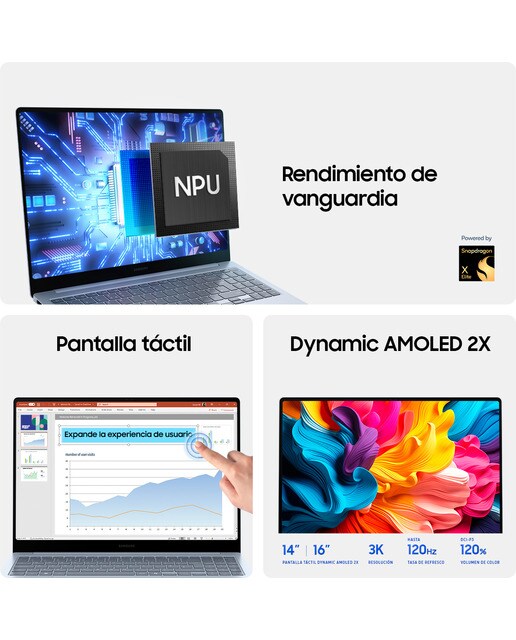 Portátil Samsung Galaxy Book4 Edge, Snapdragon X Elite X1E-80-100, 16GB, 512GB SSD, 16", W11 Azul zafiro-4