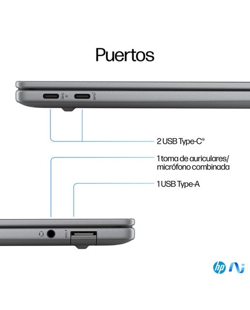 Portátil HP OmniBook X 14-fe0000ns Copilot+PC, Snapdragon X Elite X1E-78-100, 16GB, 1TB SSD, 14", W11 - Plata Plata-5