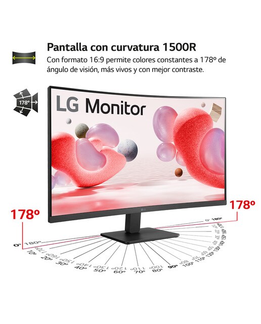 Monitor PC curvo 80cm (31,5") LG 32MR50C-B, 100 Hz, AMD FreeSync Premium Negro-3