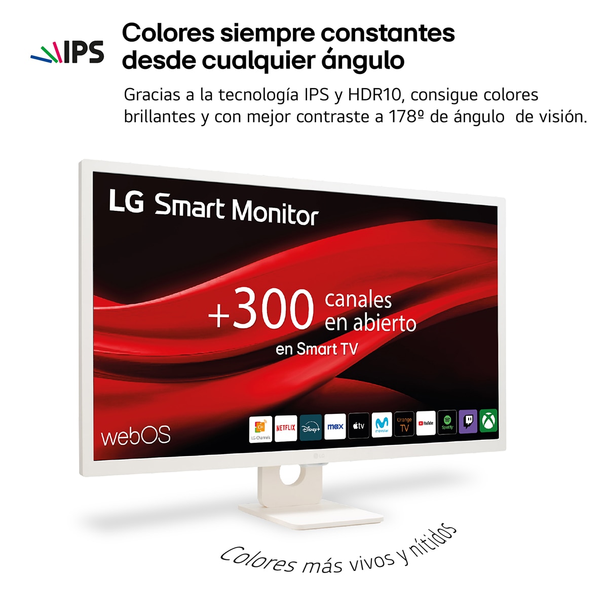 Monitor PC 80 cm (31,5") LG 32SR50F MyView Smart TV webOS23, 60 Hz Full HD IPS, HDR10 Blanco-8